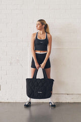 Quilted Tote Bag - Black
